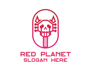 Red Gradient Skull Guitar logo design