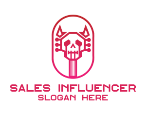 Red Gradient Skull Guitar logo design