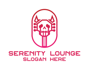 Red Gradient Skull Guitar logo design