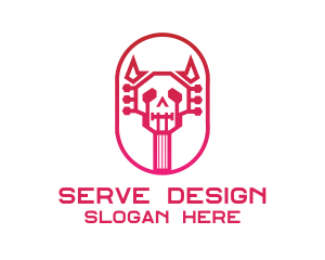 Red Gradient Skull Guitar logo design