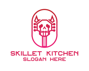 Red Gradient Skull Guitar logo design