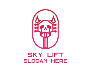 Red Gradient Skull Guitar logo design