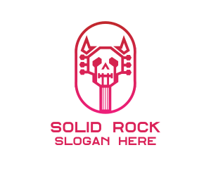 Red Gradient Skull Guitar logo design