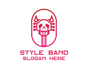 Red Gradient Skull Guitar logo design