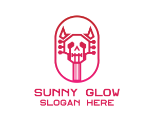 Red Gradient Skull Guitar logo design