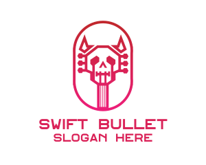 Red Gradient Skull Guitar logo design