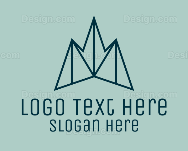 Blue Symmetrical Mountain Logo