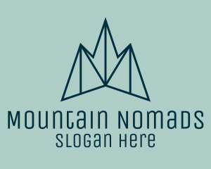 Blue Symmetrical Mountain logo design