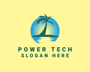 Ocean Sunset Palm Logo