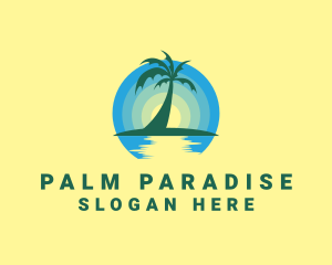 Ocean Sunset Palm logo design