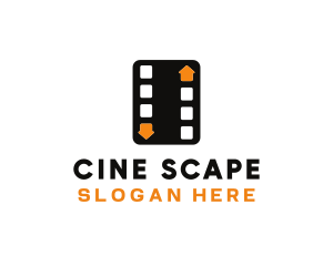 Filmstrip Cinema Arrows logo design