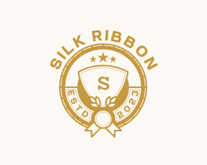 Shield Wreath Ribbon Medal logo design