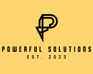 Power Electrician Letter P logo design