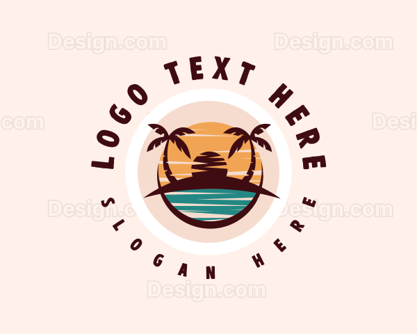 Beach Island Ocean Logo