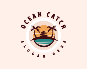 Beach Island Ocean logo design