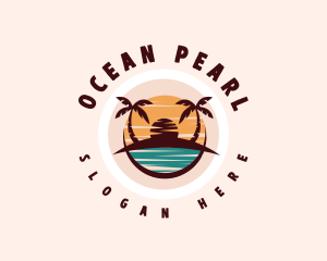 Beach Island Ocean logo design