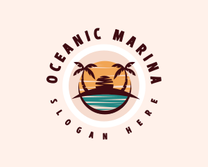 Beach Island Ocean logo design