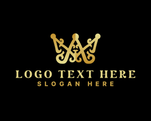 Luxury Royalty Crown Letter AM logo design