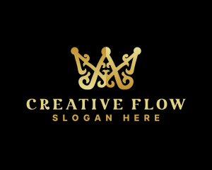 Luxury Royalty Crown Letter AM logo design