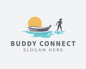 Canoe Boat Sunset logo design