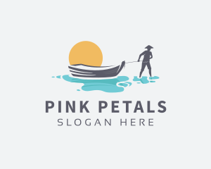 Canoe Boat Sunset logo design