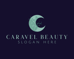 Crescent Moon Flower Beauty logo design