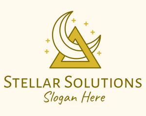 Crescent Moon Triangle  logo design