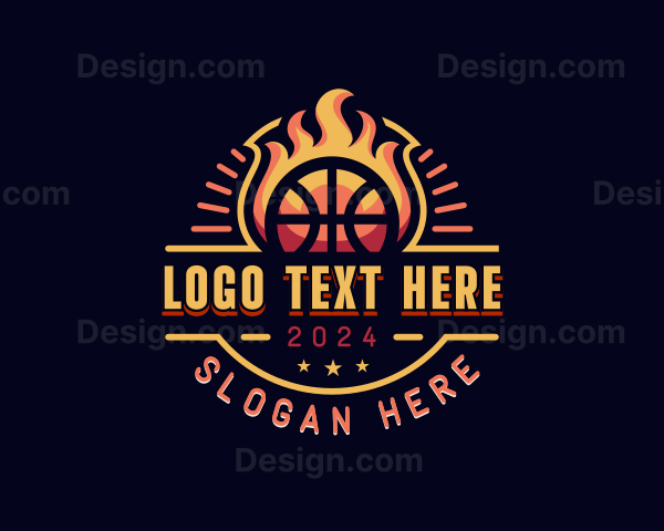 Flaming Basketball Sports Logo