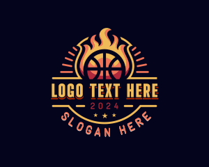 Flaming Basketball Sports logo