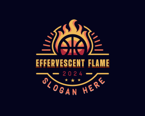 Flaming Basketball Sports logo design