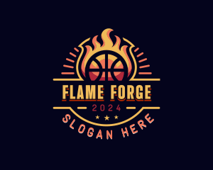 Flaming Basketball Sports logo design