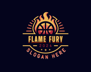 Flaming Basketball Sports logo design