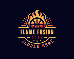 Flaming Basketball Sports logo design