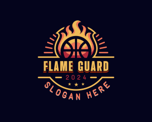 Flaming Basketball Sports logo design