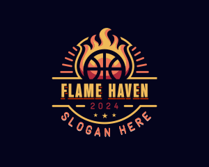 Flaming Basketball Sports logo design