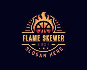 Flaming Basketball Sports logo design