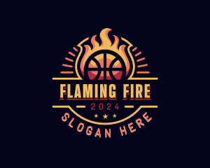 Flaming Basketball Sports logo design