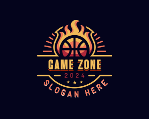 Flaming Basketball Sports logo