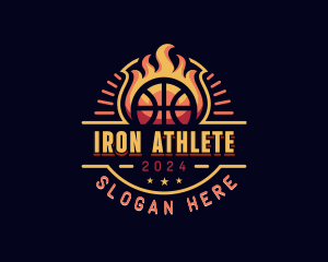 Flaming Basketball Sports logo design