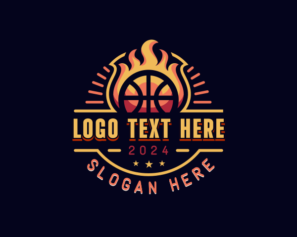 Flaming Basketball Sports logo