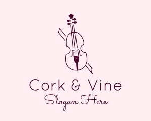 Violin Wine Glass logo design