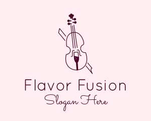 Violin Wine Glass logo design