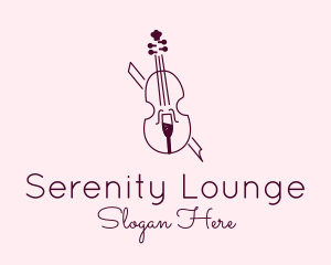 Violin Wine Glass logo design