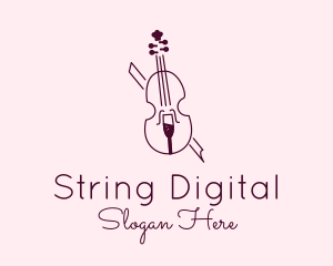 Violin Wine Glass logo design