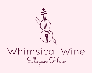 Violin Wine Glass logo design