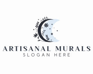 Floral Bohemian Moon logo design