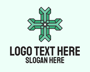 3d - Green 3d Cross logo design
