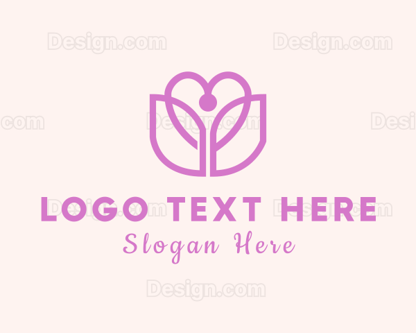 Heart Tulip Flower Logo