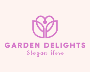 Heart Tulip Flower logo design