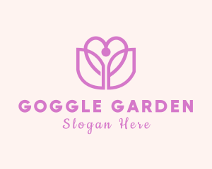 Heart Tulip Flower logo design